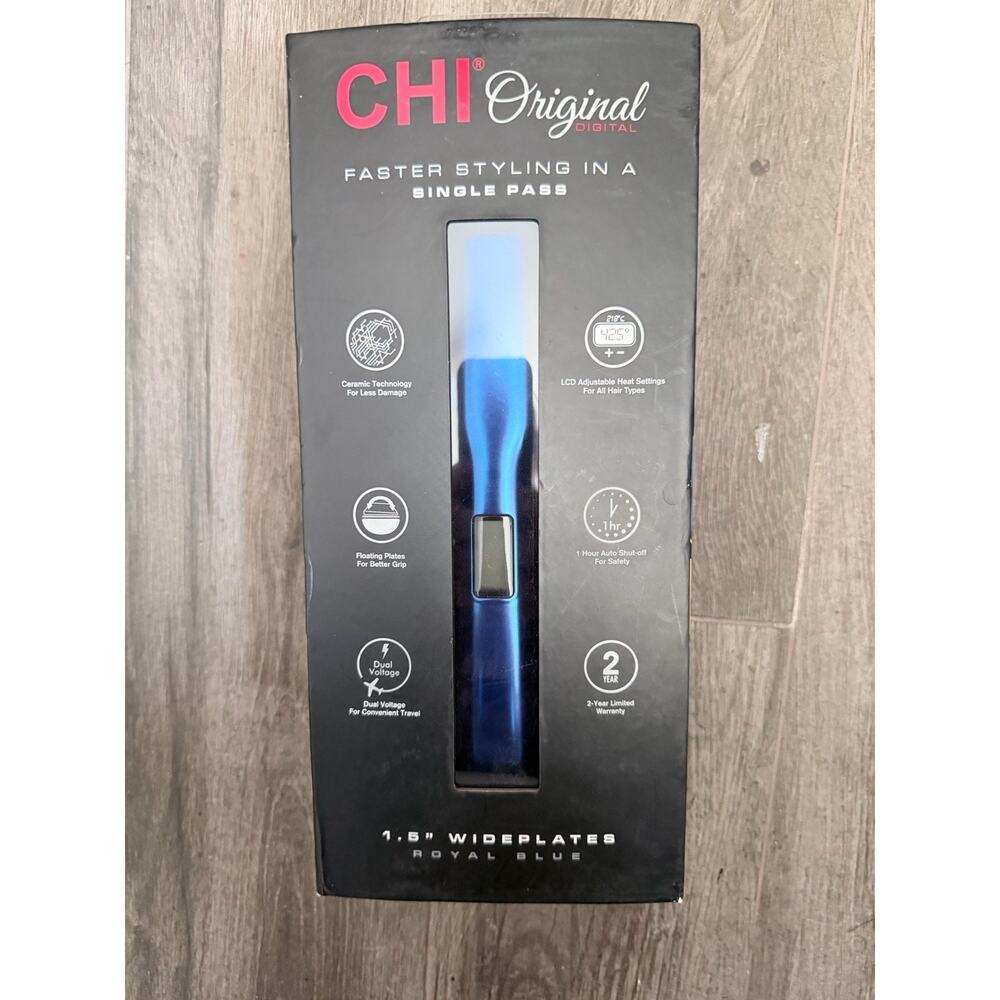 Chi Ceramic Original Digital Flat Iron In Royal Blue 1.5 Inch Plates New In Box